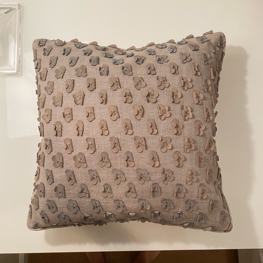 Dransfield & Ross Taupe Flower Pillow